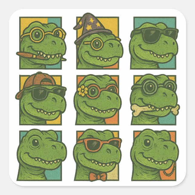 Trendosaurus Rex Quadratischer Aufkleber (Vorderseite)