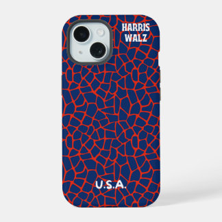 Trendred White Blue Animal Print Tough Case iPhone 15 Hülle