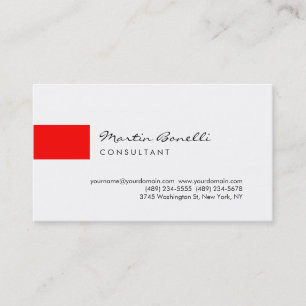 Trendred White Minimalistisch Script Business Card Visitenkarte