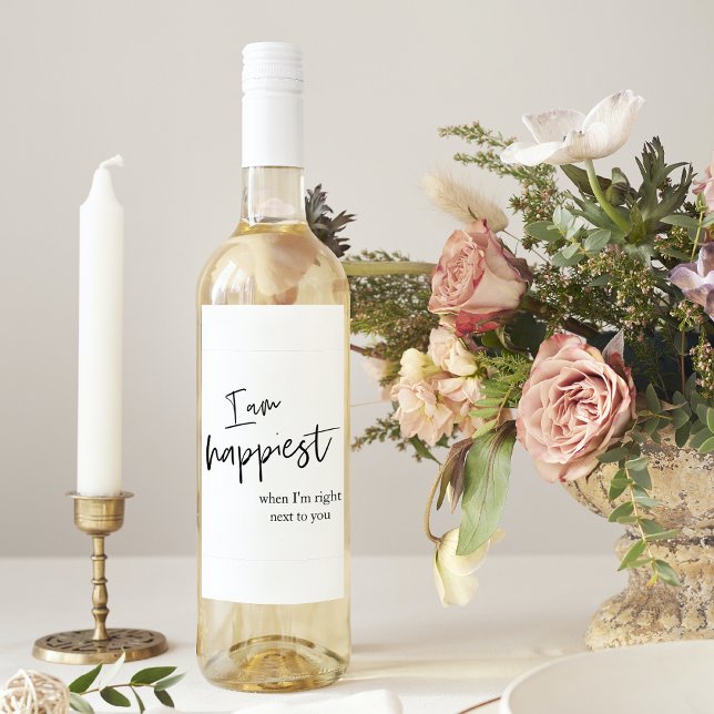 Trendromantisches Black Quote Geschenk Weinetikett (Von Creator hochgeladen)