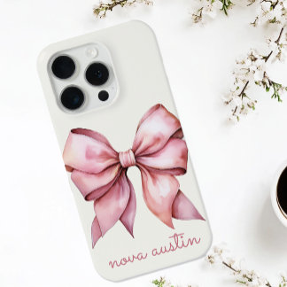 Trendrosa Bow Personalisiert mit Name Monogram Case-Mate iPhone Hülle