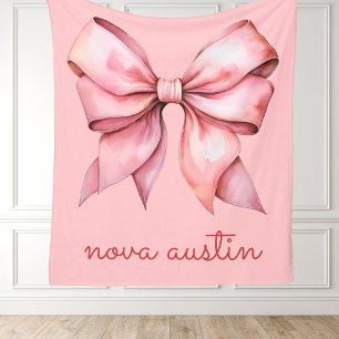 Trendrosa Bow Personalisiert mit Name Monogram Fleecedecke