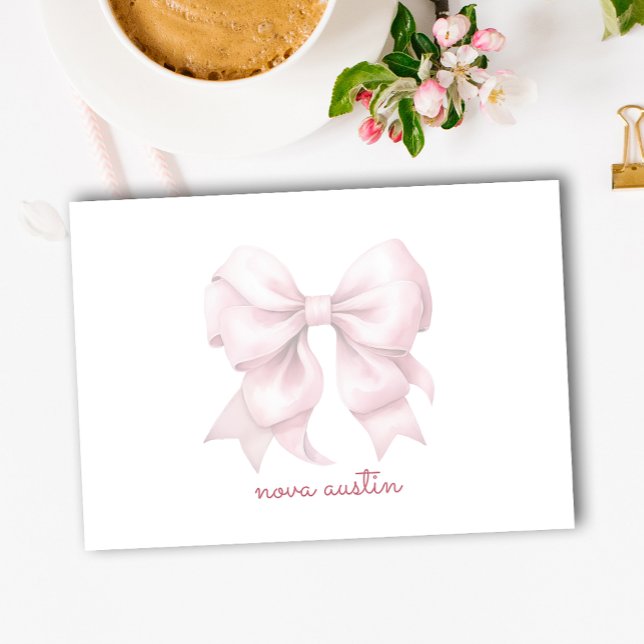 Trendrosa Bow Personalisiert mit Name Monogram Post-it Klebezettel (Von Creator hochgeladen)