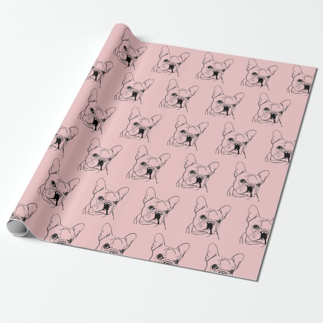Trendrosa Bulldog Bull Dog Geschenkpapier (Ungerollt)