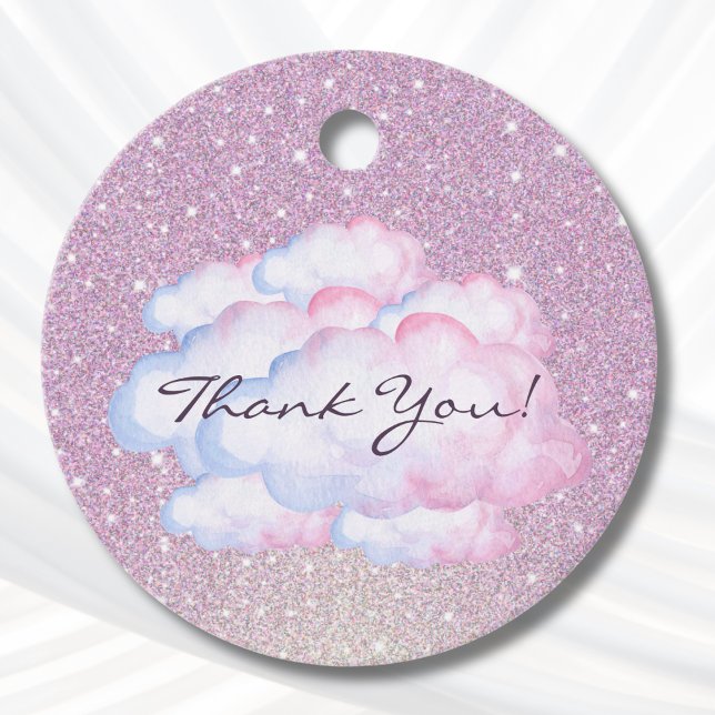 Trendrosa Glitzer Cloud Brautparty Geschenkanhänger (Von Creator hochgeladen)