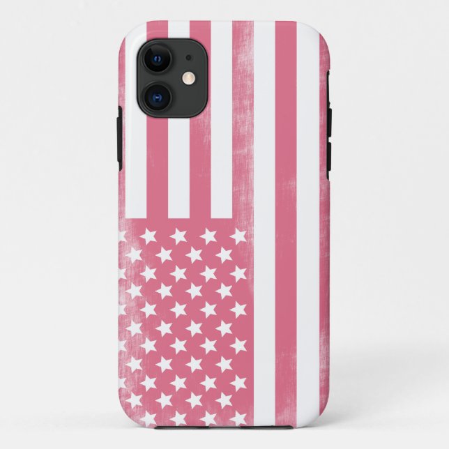 Trendrosa Grunge American Flag Case-Mate iPhone Hülle (Rückseite)