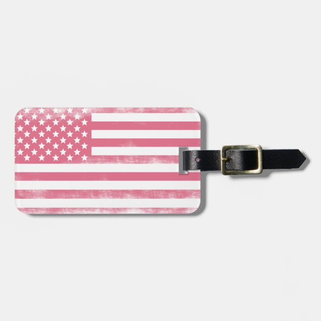 Trendrosa Grunge American Flag Gepäckanhänger (Vorderseite horizontal)