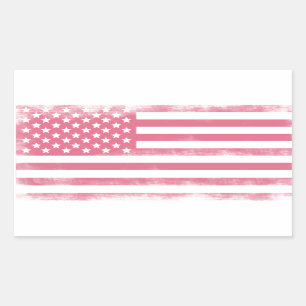 Trendrosa Grunge American Flag Rechteckiger Aufkleber