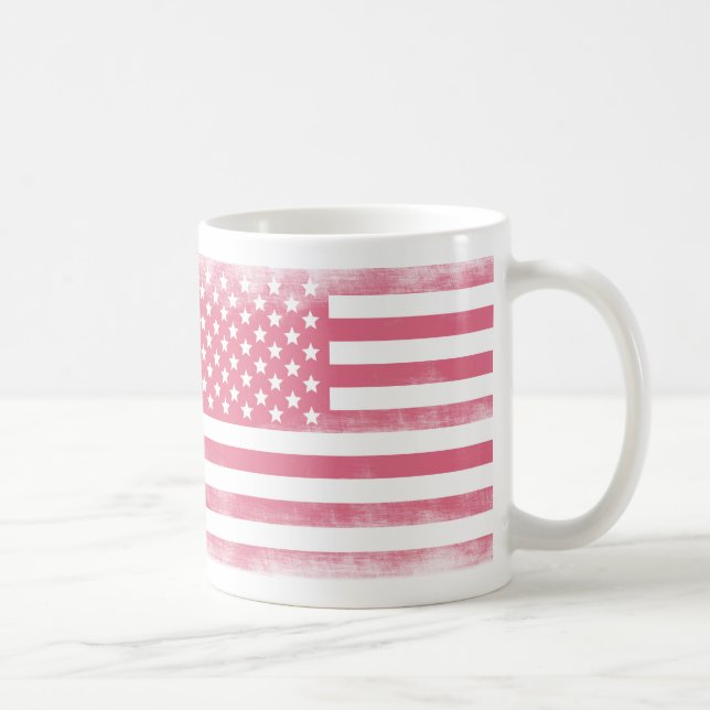 Trendrosa Grunge American Flag Tasse (Rechts)