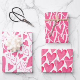 Trendrosa Herz-Valentinstag Wrapping Paper Geschenkpapier Set