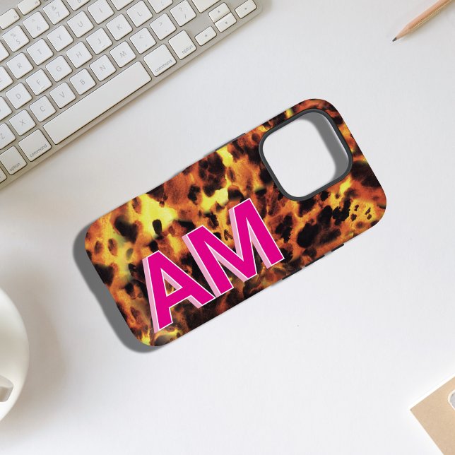 Trendrosa Mit Monogramm Tortoiseshell Case-Mate iPhone Hülle (Von Creator hochgeladen)