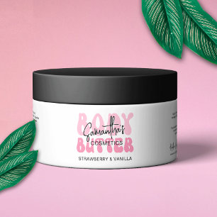 Trendrosa Retro Body Butter Jar Wrapper Label Wasserflaschenetikett