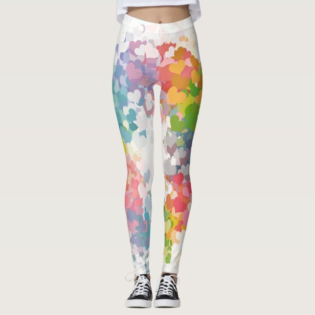 Trendrosa Rosa Blau Gelbe Grüne Farben Moderne Leggings (Vorderseite)