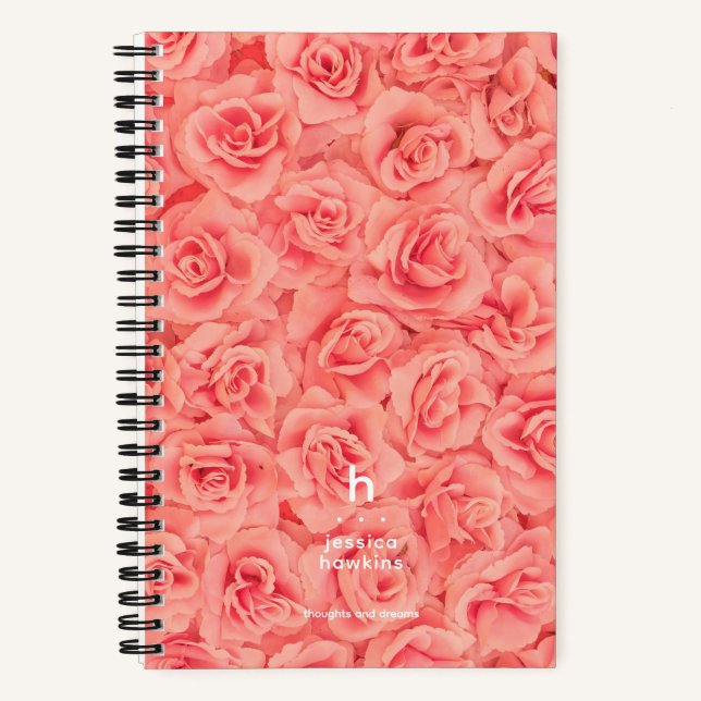 Trendrosa Rose Bundle Modern Monogram Notizbuch (Vorderseite)