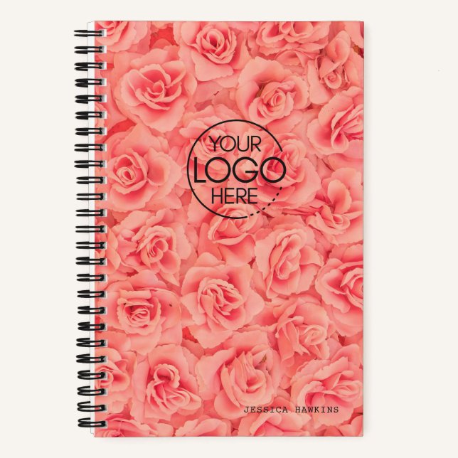 Trendrosa Rosen Modernes Logo Notizbuch (Vorderseite)