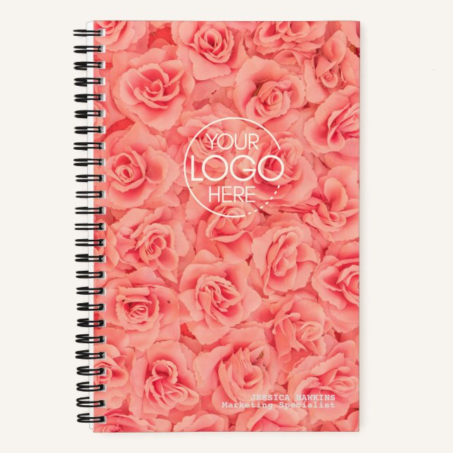 Trendrosa Rosen Modernes Logo Notizbuch (Vorderseite)