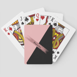 Trendrosa Schwarzer Glitzer Personalisiert Chic Gl Spielkarten