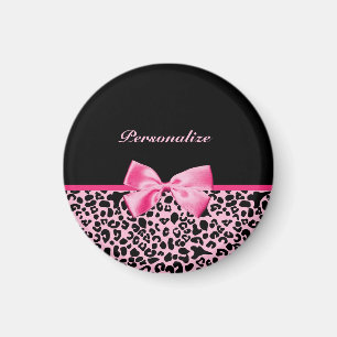 Trendrosa und schwarze Leoparden, rosa und rosafar Magnet