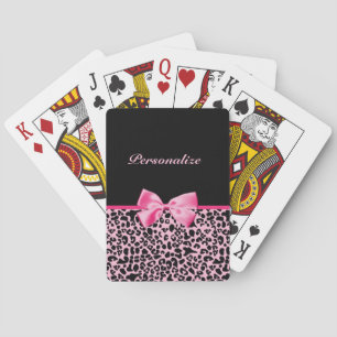 Trendrosa und schwarze Leoparden, rosa und rosafar Spielkarten