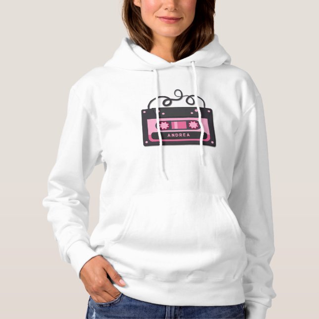 Trendrosa Wavy Retro Text Good Vibes nur Niedlich Hoodie (Vorderseite)