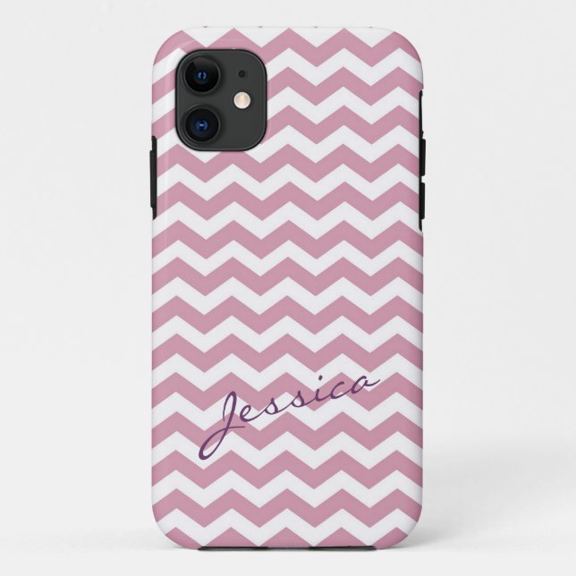 Trendrosa Zickzack Zickzack mit Namen Case-Mate iPhone Hülle (Rückseite)