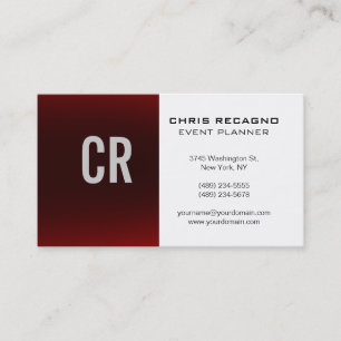 Trendrote, weiße Monogramm-Visitenkarte Visitenkarte