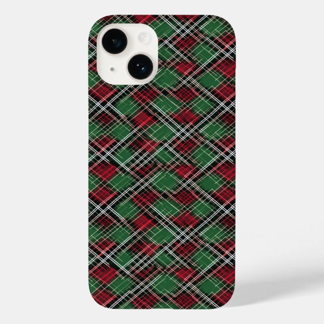 Trendrotes und grünes Weihnachtsmuster Kariert Case-Mate iPhone Hülle (Rückseite)