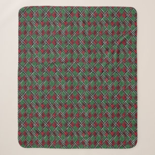 Trendrotes und grünes Weihnachtsmuster Kariert Sherpadecke