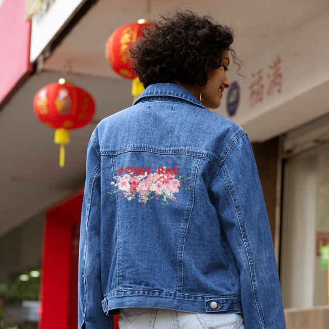 Trendrotes und rosafarbenes Monogramm Jeansjacke (Von Creator hochgeladen)