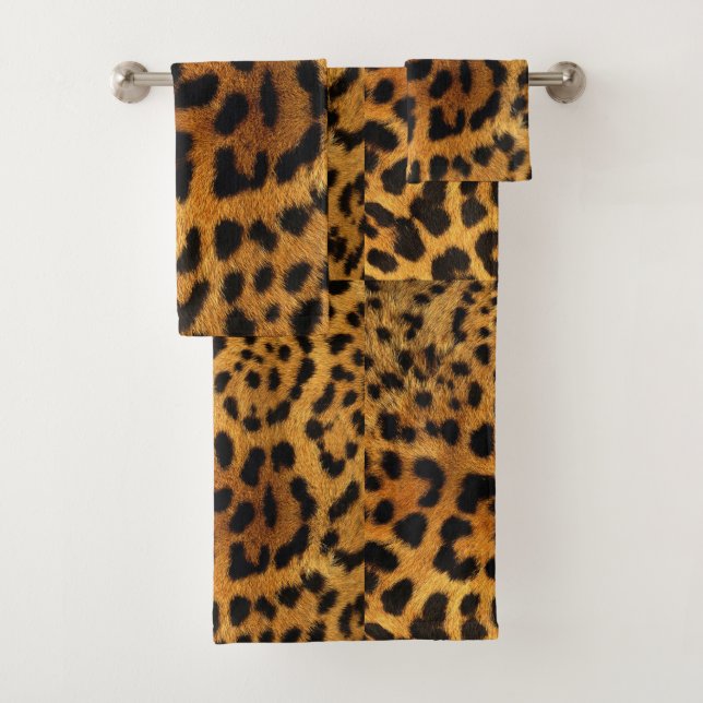 Trendschicker Tiermuster Braunleopard-Druck Badhandtuch Set (Insitu)