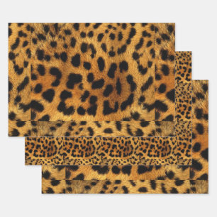 Trendschicker Tiermuster Braunleopard-Druck Geschenkpapier Set