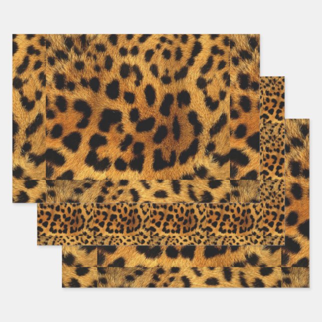 Trendschicker Tiermuster Braunleopard-Druck Geschenkpapier Set (Set)