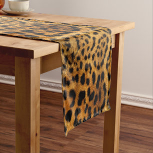 Trendschicker Tiermuster Braunleopard-Druck Kurzer Tischläufer