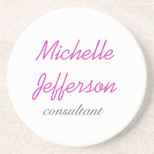 Trendschriftlich Pink White Clean Getränkeuntersetzer