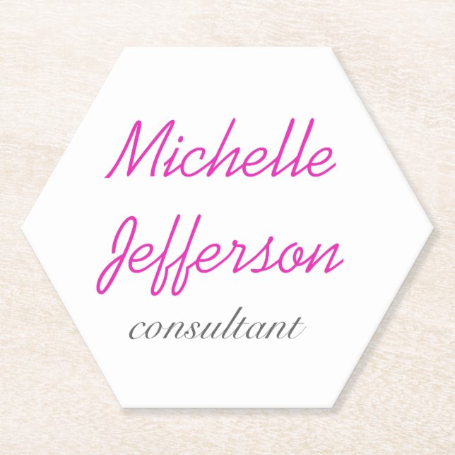 Trendschriftlich Pink White Clean Untersetzer (Vorderseite)