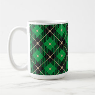 Trendschwarz-grün Kariertes Muster Kaffeetasse