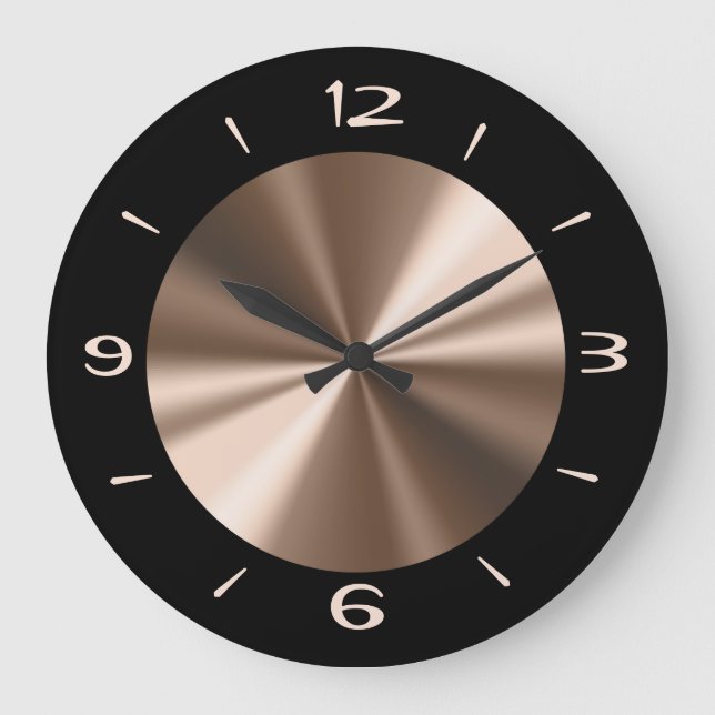 Trendschwarz mit Bronze-Center-Wall-Uhr Große Wanduhr (Vorderseite)