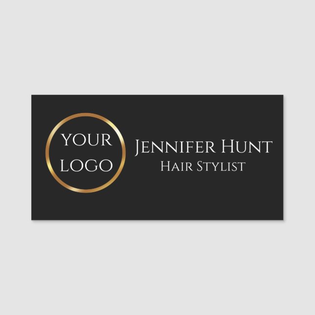 Trendschwarz und Gold Namensschild (Vorderseite)