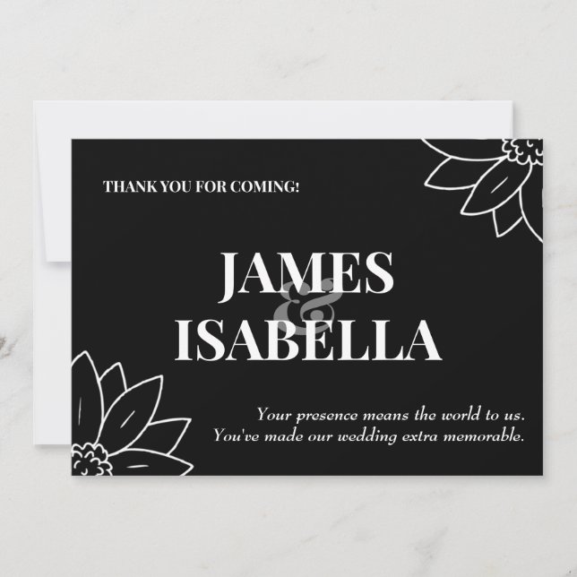 Trendschwarz und weiß Flat Vielen Dank für Ihre Ka Dankeskarte (Vorderseite)