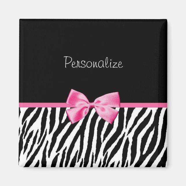 Trendschwarz und weiß Zebra Print rosa Band Magnet (Vorne)