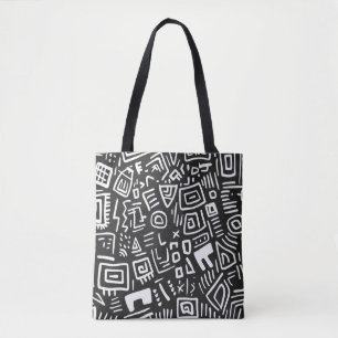 Trendschwarz-weiß Abstraktes Muster Tote Bag