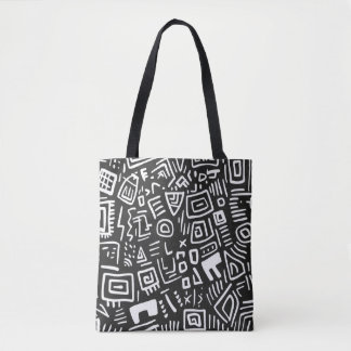 Trendschwarz-weiß Abstraktes Muster Tote Bag