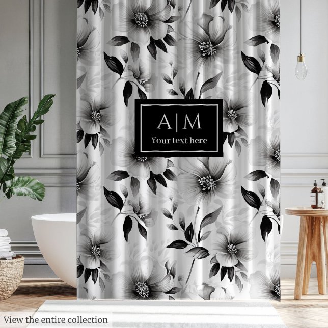 Trendschwarz-weiß Duschvorhang für sie (Trendy black and white shower curtain for her)