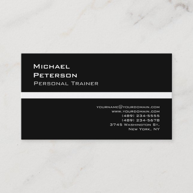 Trendschwarze Fitness Sport Business Card Visitenkarte (Vorderseite)