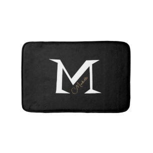 Trendschwarze Monogramm Fügen Sie Ihren Namen einf Badematte