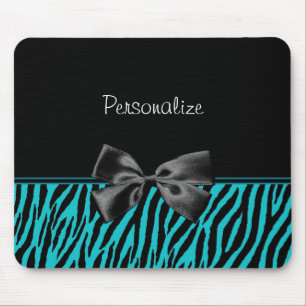 Trendschwarze und Aquamarine Zebradrucke mit Multi Mousepad