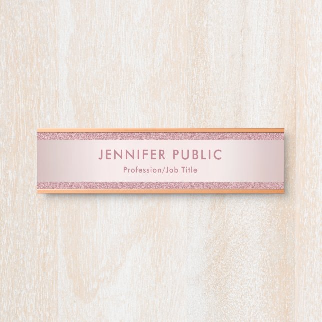 Trendsetter Rose Gold Berufliche moderne Vorlage Türschild (Vorderseite )