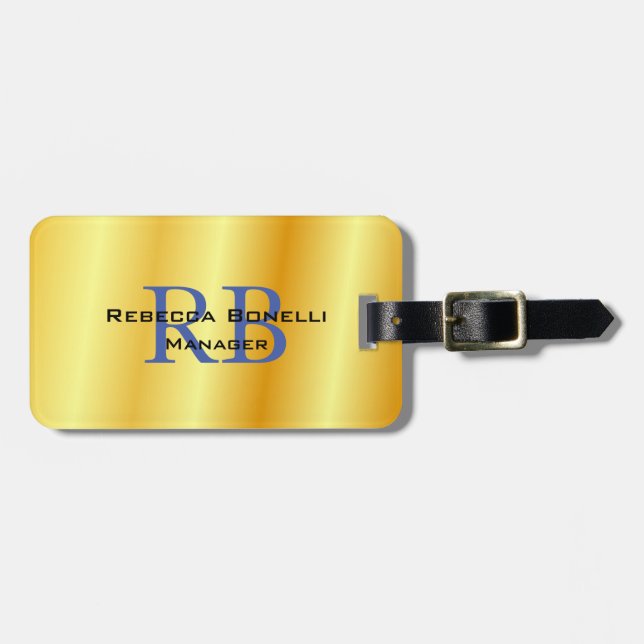 Trendstil Monogram Minimalistisch Schlichte Goldfa Gepäckanhänger (Vorderseite horizontal)