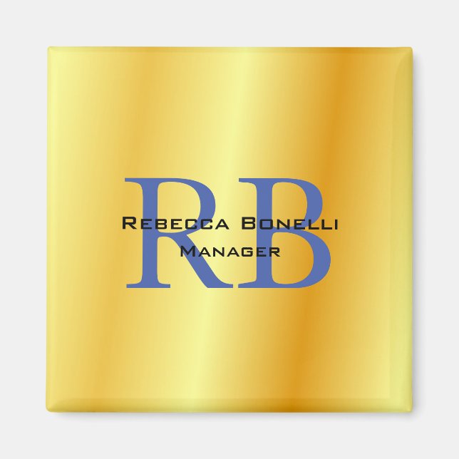 Trendstil Monogram Minimalistisch Schlichte Goldfa Magnet (Vorne)