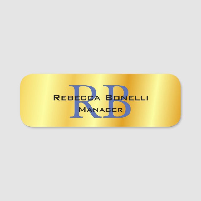 Trendstil Monogram Minimalistisch Schlichte Goldfa Namensschild (Vorderseite)